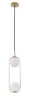 Lampa wisząca złota 140 cm 2xG9 klosz biała kula CORDEL MOSIĄDZ