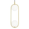 LAMPAMI - złoty żyrandol, klosze szklane kule, złota lampa wisząca, lampa sufitowa złota