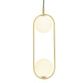 LAMPAMI - złoty żyrandol, klosze szklane kule, złota lampa wisząca, lampa sufitowa złota