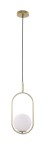 Lampa wisząca złota 120 cm 1xG9 klosz biała kula CORDEL MOSIĄDZ
