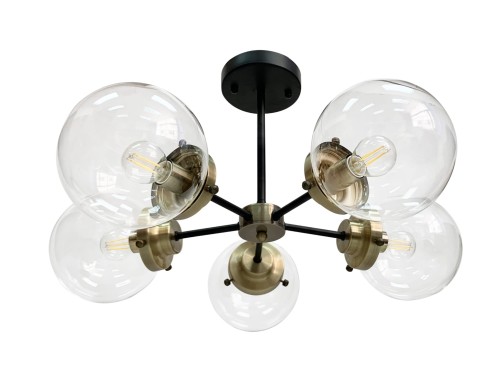 LAMPAMI - lampa sufitowa złota, lampa klosze szklane kule, lampa do salonu, żyrandol do salonu