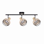 Czarna lampa sufitowa listwa klosze z rattanem 3xE14 40W TAJGA