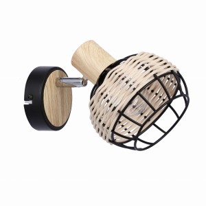 Czarny kinkiet klosz z rattanem 1xE14 40W TAJGA