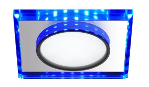 Oczko sufitowe oprawa stropowa kwadratowa szkło transparentne RING LED NIEBIESKI SSP-22 CH/TR+BL 8W