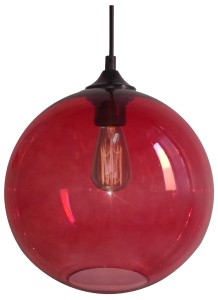 Pojedyncza lampa wisząca klosz szklana kula czerwona 120 cm 1xE27 60W EDISON 25