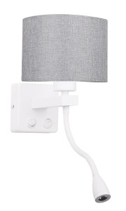 Szary kinkiet z doświetlaczem 1xE27 40W+2W LED POLO