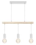 Lampa do jadalni wisząca biała z drewnem 120 cm 3xE27 60W IZZY