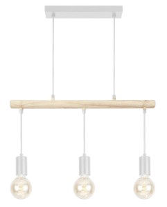 Lampa do jadalni wisząca biała z drewnem 120 cm 3xE27 60W IZZY