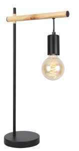 Lampa stojąca czarna z drewnem 1xE27 60W IZZY 