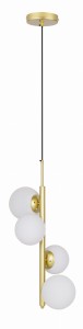 Lampa wisząca złota 120 cm 4xG9 klosz biała kula CORDEL MOSIĄDZ