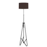 Lampa podłogowa nowoczesna czarna klosz brązowy 1xE27 60W FLOAT