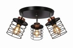 Lampa industrialna sufitowa czarna ze złotym potrójna 3xE27 40W GLOB