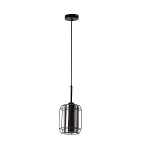 Nowoczesna lampa wisząca czarna pojedyncza klosz dymiony 1xE27 40W JONERA