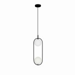 Lampa wisząca czarna 140 cm 2xG9 klosze białe kule CORDEL