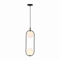 LAMPAMI - lampa wisząca czarna nowoczesna, żyrandol do żyrandol do pokoju, klosze białe kule