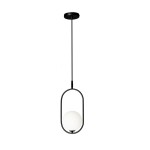 Lampa wisząca czarna 120 cm 1xG9 klosz biała kula CORDEL 