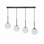 Lampa wisząca czarna klosze białe kule 4xE27 POMPEI