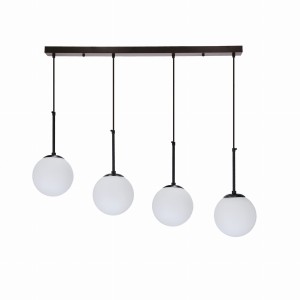 Lampa wisząca czarna klosze białe kule 4xE27 POMPEI