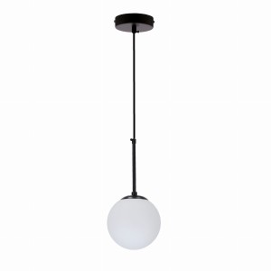 Lampa wisząca czarna klosz biała kula 1xE27 POMPEI