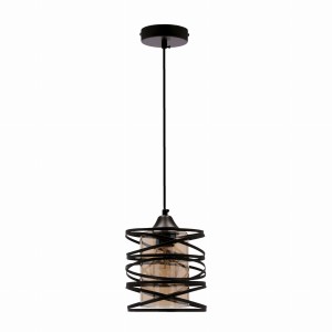 Lampa wisząca pojedyncza czarna z bursztynowym 1xE27 60W ELUNA