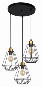 Potrójna lampa loftowa czarna wisząca 3xE27 60W PRIMO