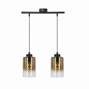 Podwójna lampa wisząca czarna z bursztynowym 125 cm 2xE27 60W ASPRA 