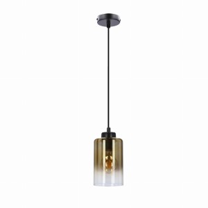 Lampa wisząca pojedyncza czarna z bursztynowym 120 cm 2xE27 60W ASPRA