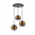 Nowoczesna lampa sufitowa wisząca czarna ze złotym dymiona 3xE27 60W SPIEGA 