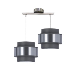 Podwójna lampa sufitowa wisząca srebrno-szara 2xE27 60W HARE chrom 