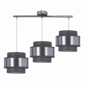 Potrójna lampa sufitowa wisząca srebrno-szara 3xE27 60W HARE chrom