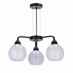 Lampa sufitowa wisząca czarna klosze białe 3xE27 60W CALDERA