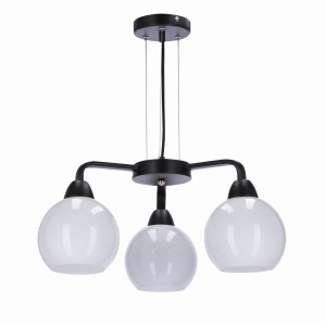 Lampa sufitowa wisząca czarna klosze białe 3xE27 60W CALDERA