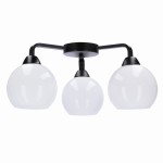 Lampa sufitowa czarna klosze białe 3xE27 60W CALDERA