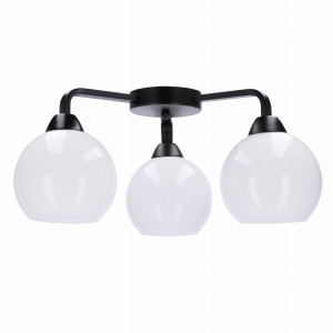 Lampa sufitowa czarna klosze białe 3xE27 60W CALDERA