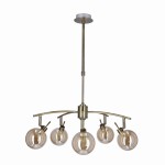 Złoty żyrandol klosze szklane kule bursztynowe 5xG9 40W LENTINI PATYNA