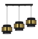 Potrójna lampa sufitowa wisząca czarna ze złotym 3xE27 40W PRESTIGE