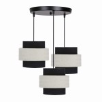 Potrójna lampa sufitowa wisząca czarna z rattanem talerz 3xE27 40W BENTA