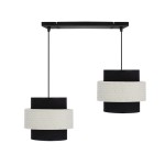 Podwójna lampa sufitowa wisząca czarna z rattanem 2xE27 40W BENTA