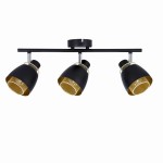 Lampa sufitowa listwa czarna ze złotym 3xE14 40W ALEKSANDRIA