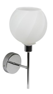 Srebrny kinkiet do salonu RAUL 1XE14 40W CHROM KLOSZ BIAŁY