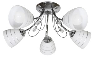 Srebrna lampa sufitowa SIMPLI 5XE27 40W CHROM Z KRYSZTAŁKIEM 