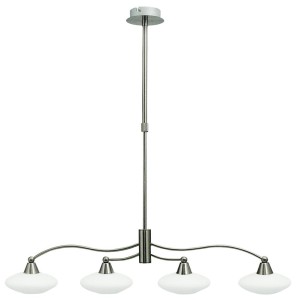 Lampa sufitowa wisząca ELISA 4XG9 40W SATYNA-NIKIEL+BIAŁE SZKŁO
