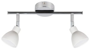 Biała lampa sufitowa ledowa listwa 2X5W LED CHROM 3000K ROY COB GŁÓWKA OKRĄGŁA 1E Z PRZEGUBEM KD SYSTEM