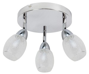 Lampa sufitowa plafon 3X6W LED 3000K RICO SMD GŁÓWKA OKRĄGŁA 1E Z PRZEGUBEM KLOSZ WYMIENNY KD SYSTEM CHROM/BEZBARWNY