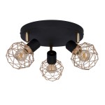Lampa sufitowa glamour plafon czarna ze złotym 3XE14 40W ACROBAT 