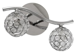 Srebrny kinkiet podwójny STARLET 2XG9 40W CHROM/TRANSPARENT