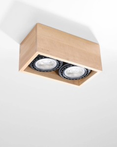 Drewniana lampa sufitowa punktowa plafon QUADRO 2 drewno