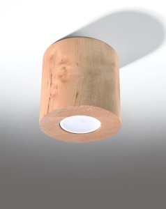 Pojedyncza lampa sufitowa z drewna, plafon ORBIS naturalne drewno