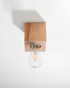 Pojedyncza lampa sufitowa z drewna, plafon ARIZ naturalne drewno