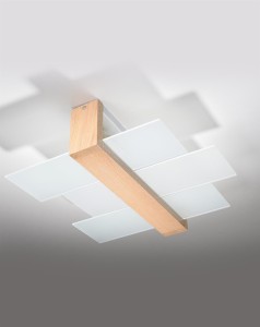 Lampa sufitowa plafon 2xE27 FENIKS 2 naturalne drewno
